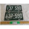 Image 1 : Matching Pair – 1956 Sask License Plates – one in great condition