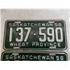 Image 2 : Matching Pair – 1956 Sask License Plates – one in great condition