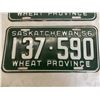 Image 3 : Matching Pair – 1956 Sask License Plates – one in great condition