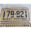 Image 2 : Matching Pair – 1957 Sask License Plates – one in great condition