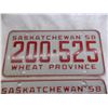 Image 2 : Matching Pair – 1958 Sask License Plates – both great condition