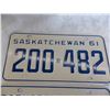 Image 2 : Matching Pair – 1961 Sask License Plates – both like new (appear unused)