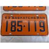 Image 3 : Matching Pair – 1963 Sask License Plates – both great condition
