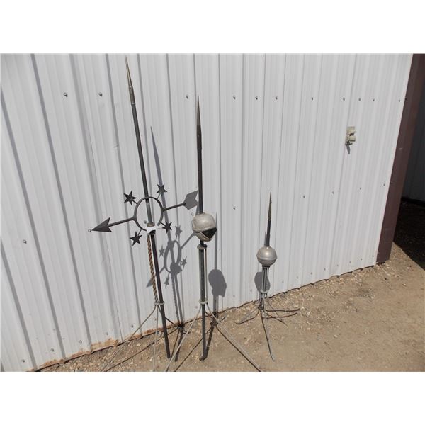 (3) Weathervanes – 2 are damaged, one with metal globe