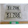 Image 1 : 1937 Sask Coronation Year License Plate – matching pair
