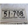 Image 2 : 1937 Sask Coronation Year License Plate – matching pair