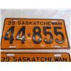 Image 2 : 1939 Sask License Plate – matching pair
