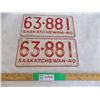 Image 1 : 1940 Sask License Plate – matching pair