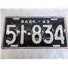 Image 2 : 1943 Sask License Plate - #51-834