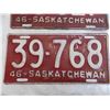 Image 3 : (2) 1946 Sask License plates - #15-827 + #39-768