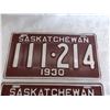 Image 2 : 1930 matching pair of Sask License Plates