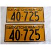 Image 2 : 1933 matching pair of Sask License Plates