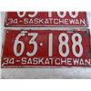 Image 3 : 1934 matching pair of Sask License Plates