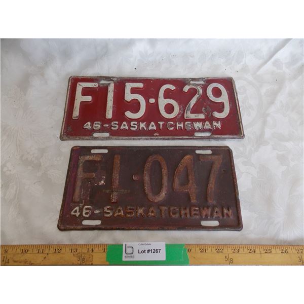 (2) 1946 Farm License Plates (one long one short)