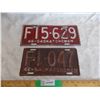 Image 1 : (2) 1946 Farm License Plates (one long one short)