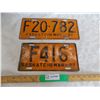 Image 1 : (2) 1947 Farm License Plates (one long one short)