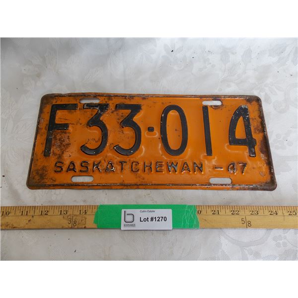 1947 Farm License Plate – long