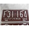Image 2 : (2) 1949 matching pair of (Farm) Sask License Plates – great condition