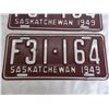 Image 3 : (2) 1949 matching pair of (Farm) Sask License Plates – great condition