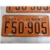 Image 3 : (2) 1950 (Matching Pair) of Sask (Farm) license plates – great condition