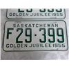 Image 3 : (2) 1955 (Matching Pair) of Sask (Farm) license plates