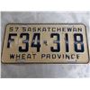 Image 2 : 1957 Sask (Farm) License plate #F34-318 – great condition
