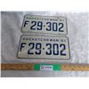 Image 1 : (2) 1961 (Matching Pair) of Sask (Farm) license plates – one nearly flawless, one plate light scratc