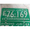 Image 2 : (2) 1965 (Matching Pair) of Sask (Farm) license plates ( with mini 65 war amps tags)