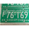 Image 3 : (2) 1965 (Matching Pair) of Sask (Farm) license plates ( with mini 65 war amps tags)