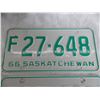 Image 2 : (2) 1966 (Matching Pair) of Sask (Farm) license plates
