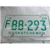 Image 2 : (2) 1968 (Matching Pair) of Sask (Farm) license plates