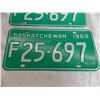 Image 3 : (2) 1969 (Matching Pair) of Sask (Farm) license plates – flawless condition