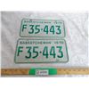 Image 1 : (2) 1970 (Matching Pair) of Sask (Farm) license plates – near flawless