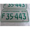 Image 3 : (2) 1970 (Matching Pair) of Sask (Farm) license plates – near flawless