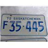 Image 2 : (2) 1972 (Matching Pair) of Sask (Farm) license plates – great condition