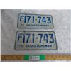 Image 1 : (2) 1976 (Matching Pair) of Sask (Farm) license plates – good condition
