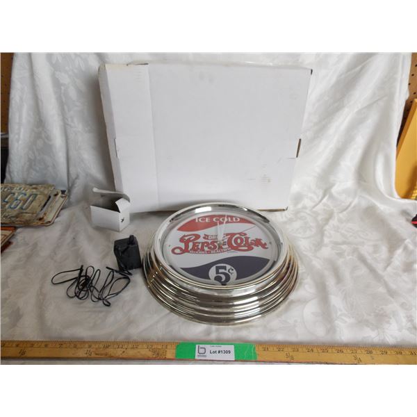 Pepsi Cola Neon Clock – Wall + Battery powered – like new in box
