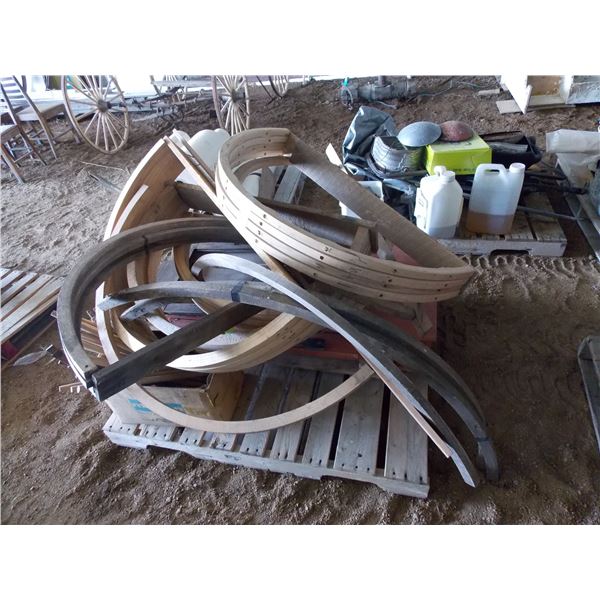 Pallet of wood dowels and arches