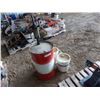 Image 3 : Antique Oil Barrel pump with steel barrel + two plastic case pails