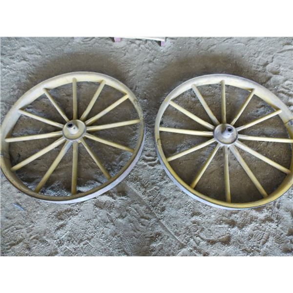 (2) Wooden spoked buggy wheels - 4ft round