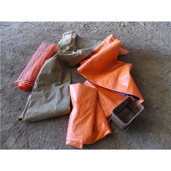 Orange tarp, canvas tarp, orange fence roll