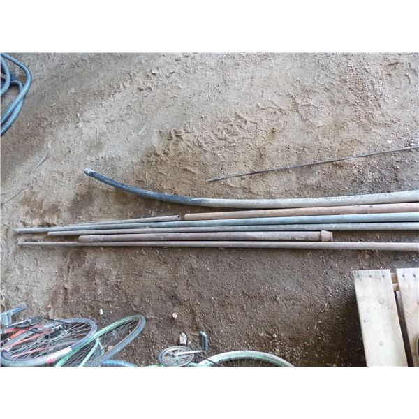 Steel pipes, hose and thermometer stick (8ft long) (pipes are 8ft to 21ft long)