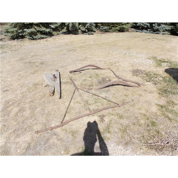 Antique stone wheel + buggy parts