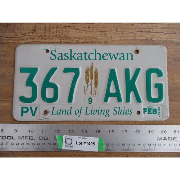 1999 Sask License Plate - PV sticker