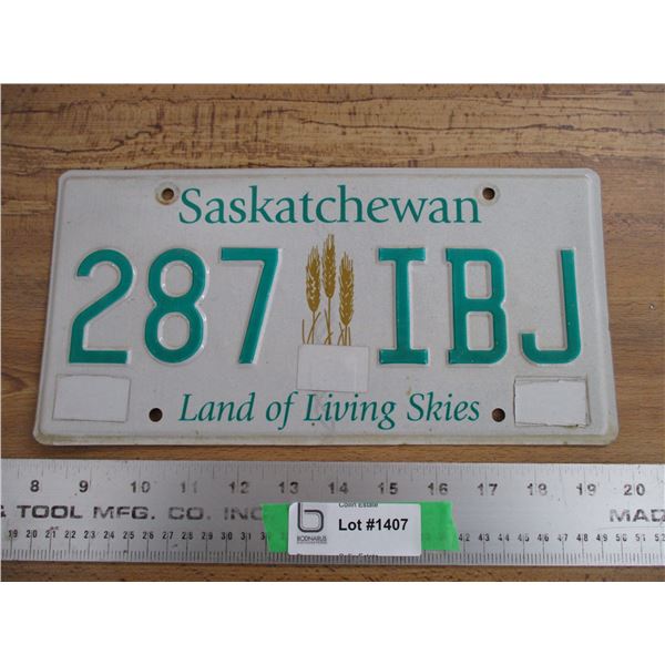 Sask License Plate