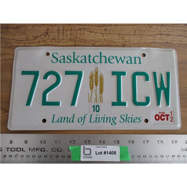 2012 Sask License plate