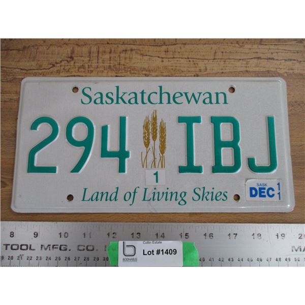 2011 Sask License plate