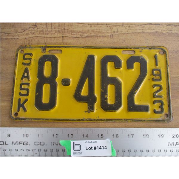 1923 Sask License Plate