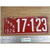 Image 1 : 1926 Sask License Plate