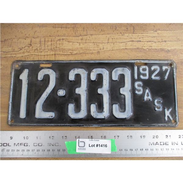 1927 Sask License Plate